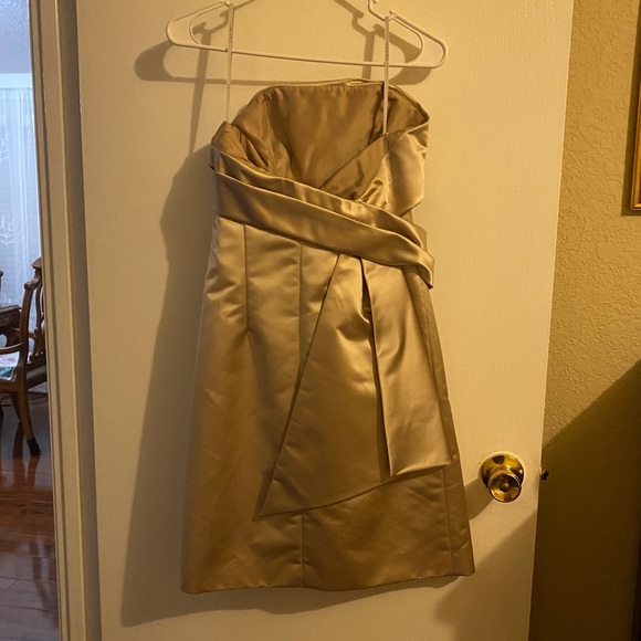 CELINE Strapless Gold Beige Dress - Picture 2 of 4